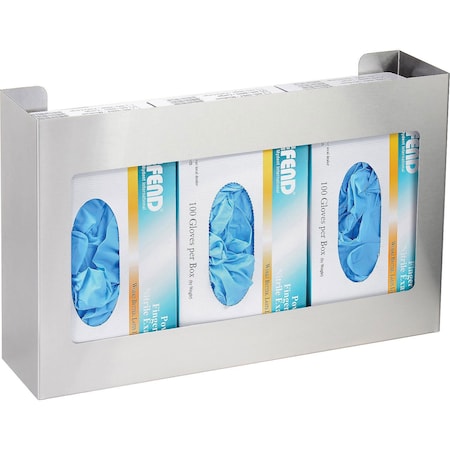 Global Industrial Stainless Steel Triple Glove Box Holder, 16W x 3-3/4D x 10H B2222415
